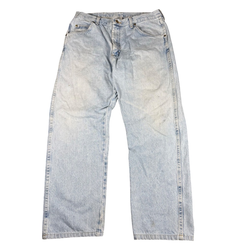 Wrangler Cowboy Denim Jeans Size 33x27 Light wash Men's Work Wear Rugged Western